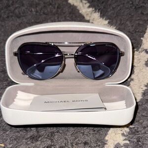Michael Kors Silver and Black Aviator Sunglasses